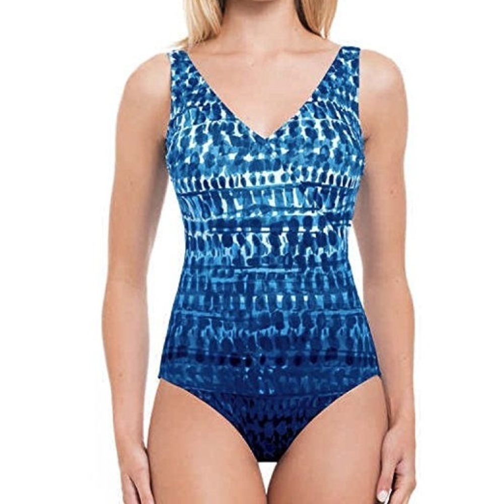 Essentials by Gottex Blue Tummy-Control Swimsuit Size:6 NEW
